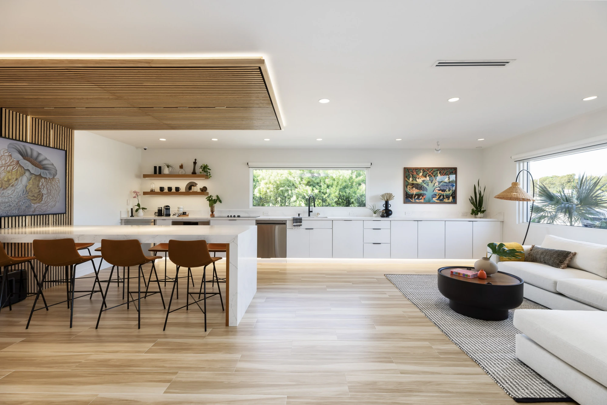 Innovative Showroom, kitchen scene with lighting and shading at work